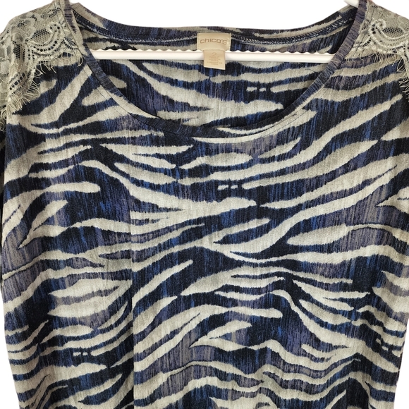 Chico's Animal print and Lace Tunic - Picture 3 of 5